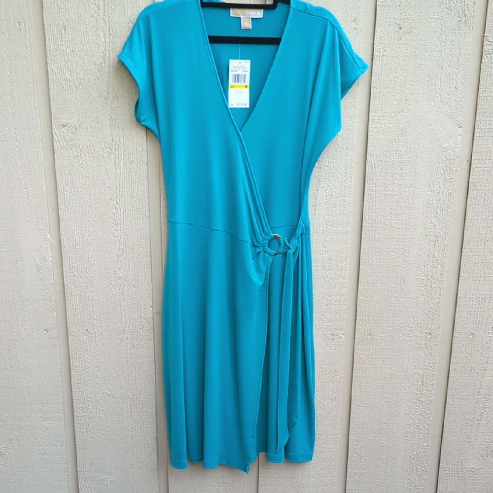 Michael Kors Blue Flutter Sleeve Sheath Dress